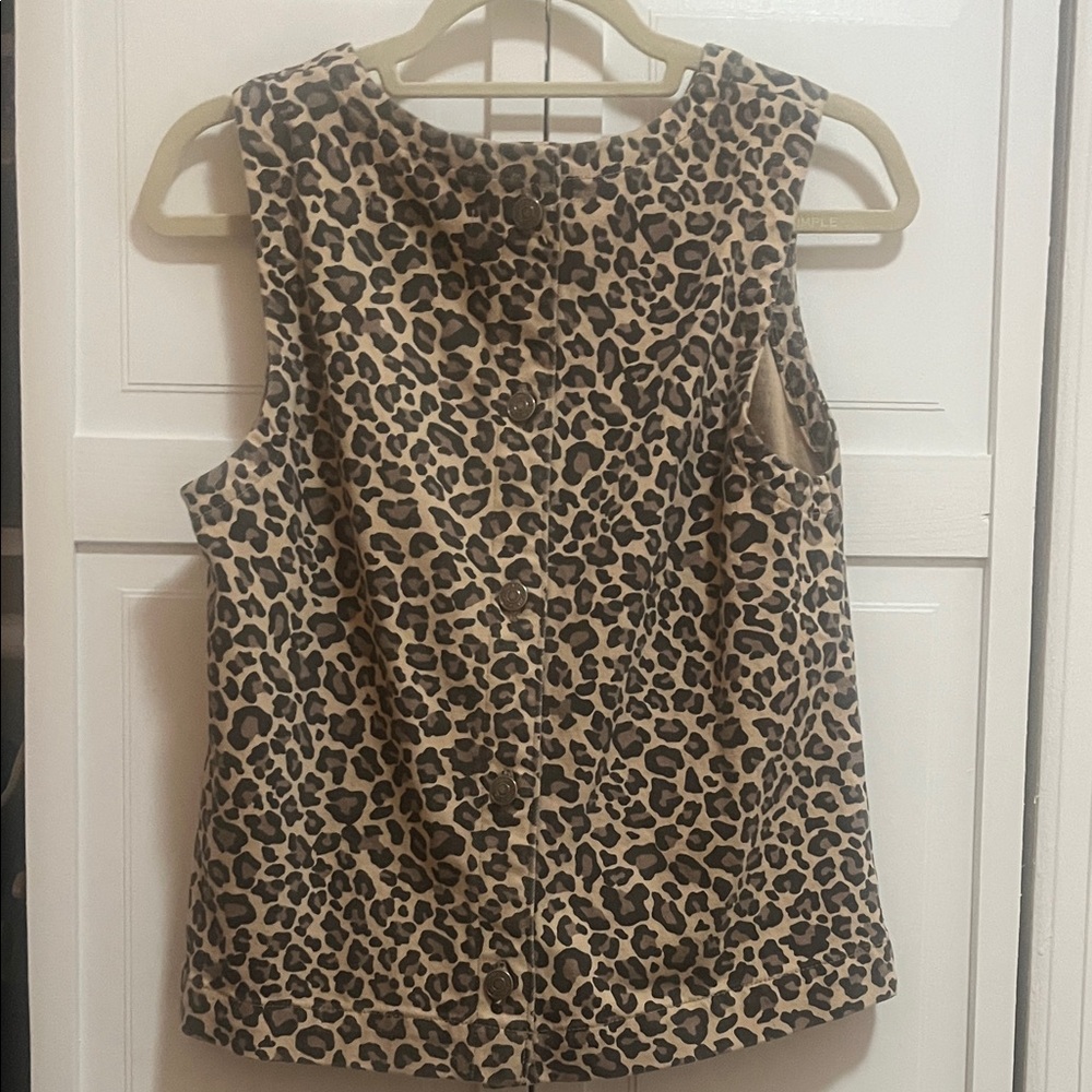 Abercrombie & Fitch Leopard Print Sleeveless Button-Front Top - Tan & Black